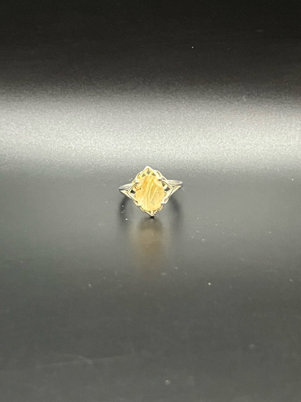 Yellow Citrine Marquise Ring - Elegant Women's Cocktail Ring